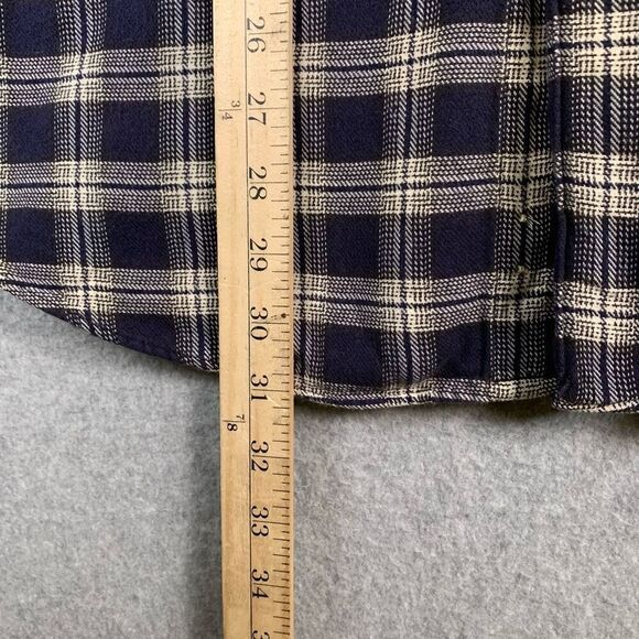 J Crew Men’s Size Large Casual Button Down Shirt Navy Blue Plaid Long Sleeve - Picture 3 of 10